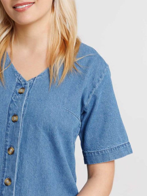 Robe denim stone coton femme