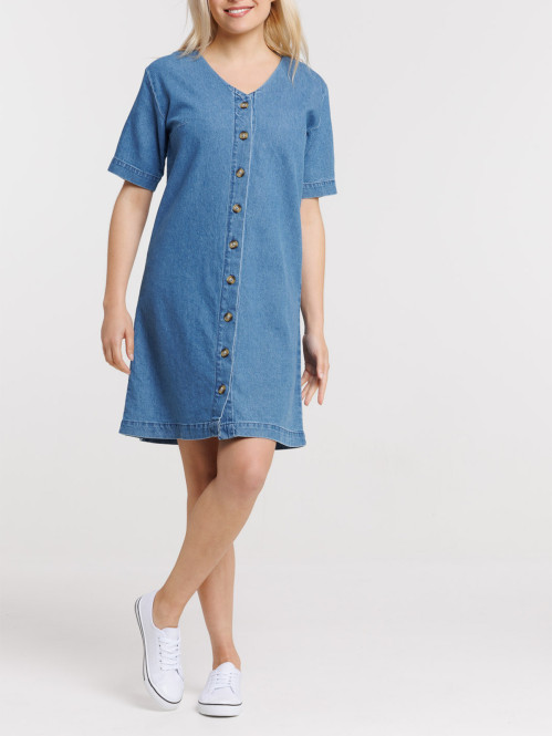 Robe denim stone coton femme