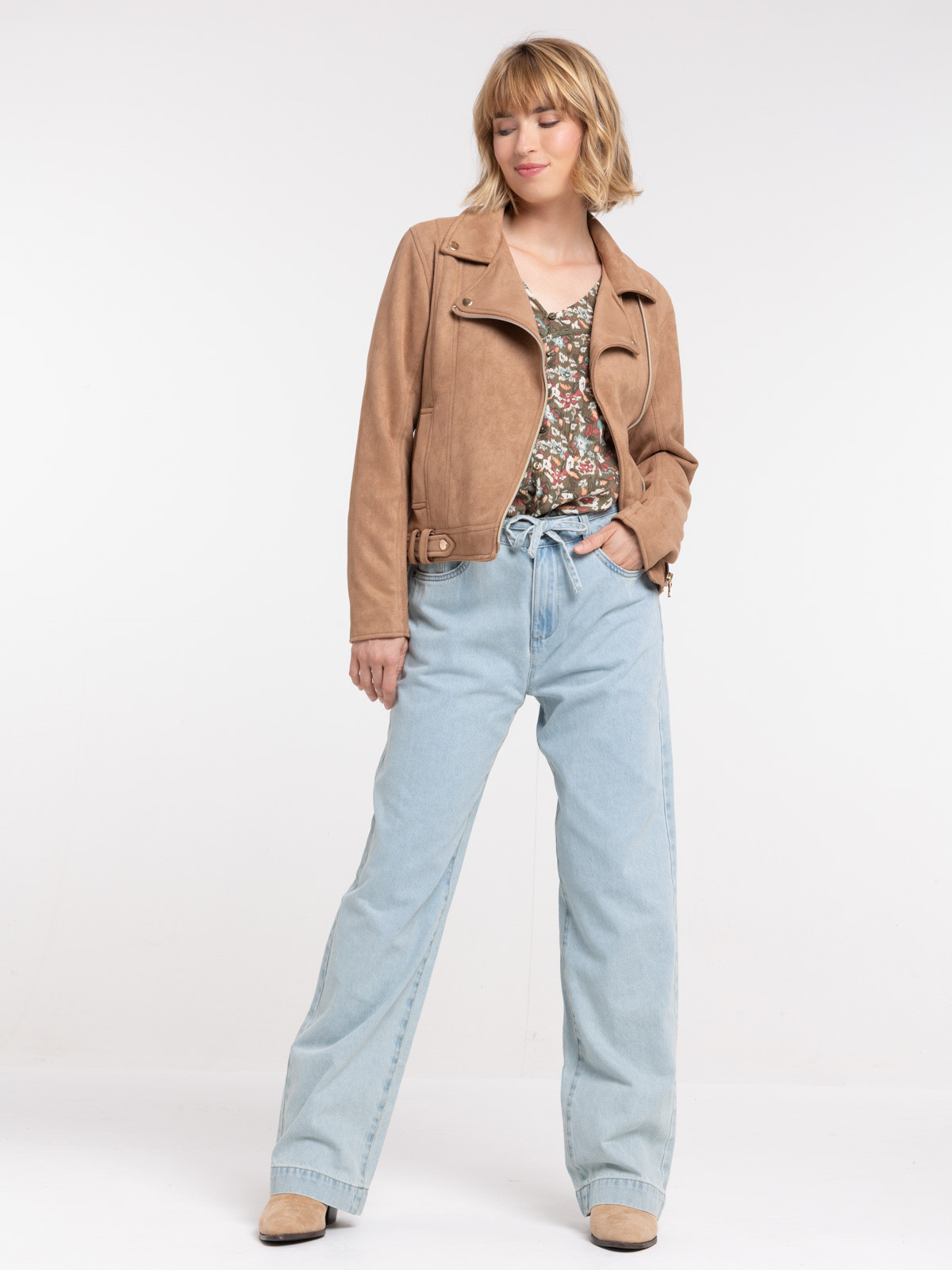 Veste biker suédine femme