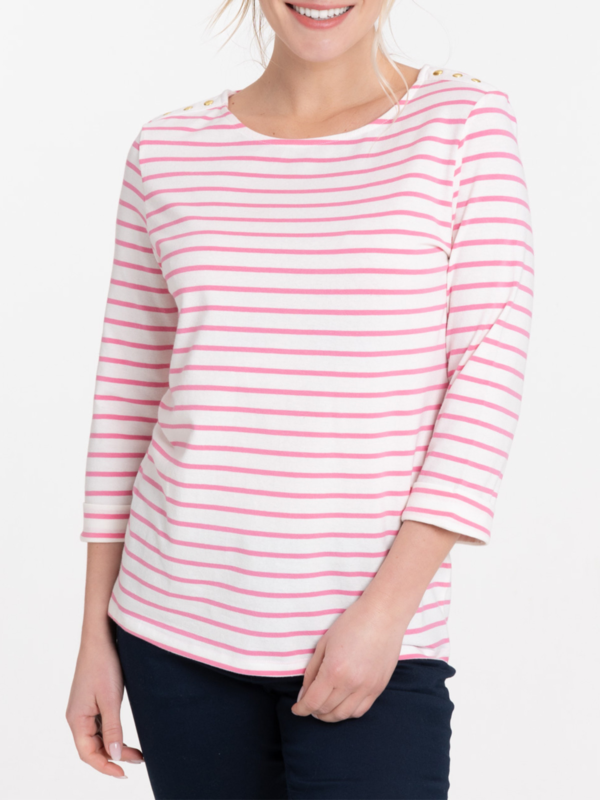 T-shirt écru rayé rose femme T-shirt écru rayé rose femme