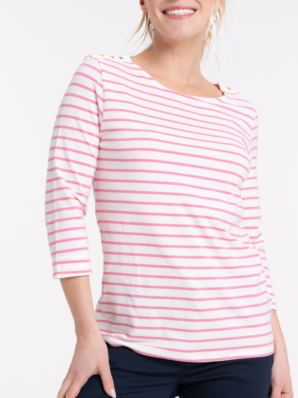 T-shirt écru rayé rose femme T-shirt écru rayé rose femme