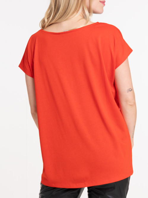 T-shirt femme col V dentelle
