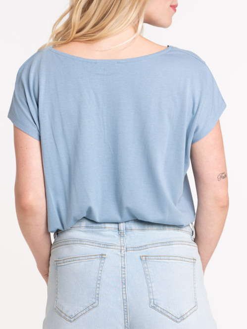 T-shirt col V dentelle femme