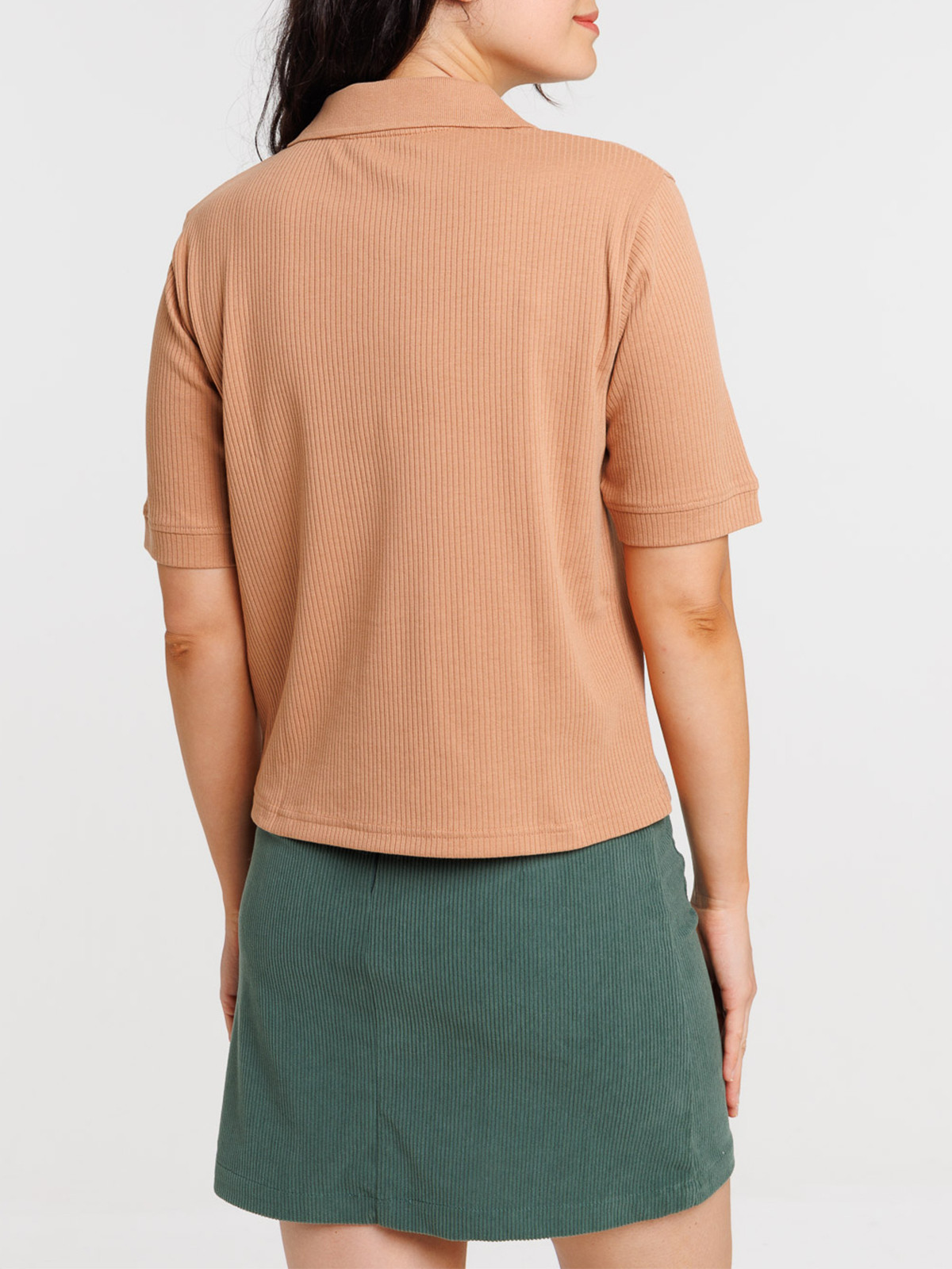 Polo matière côtelée croissant femme