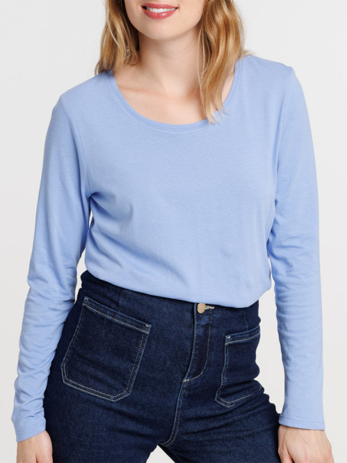 Tee-shirt bleu manches...