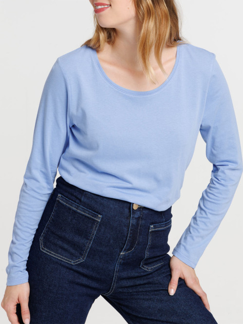 Tee-shirt bleu manches...