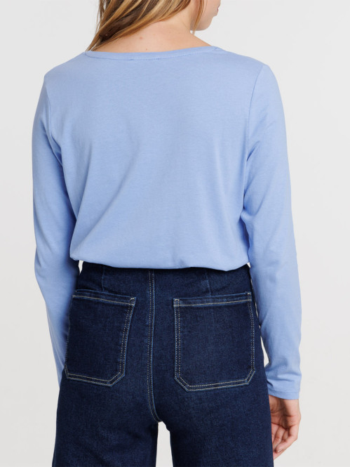 Tee-shirt bleu manches...