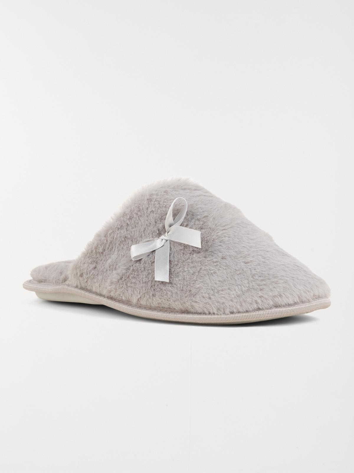 Chaussons gris noeud ruban femme (36-41)