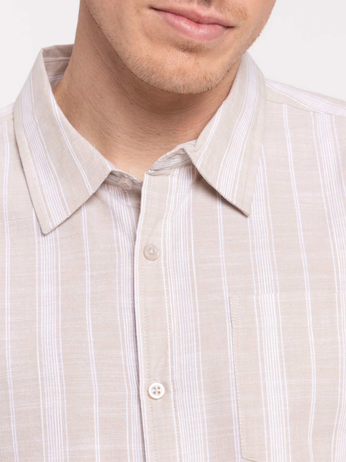 Chemisette sable rayée homme