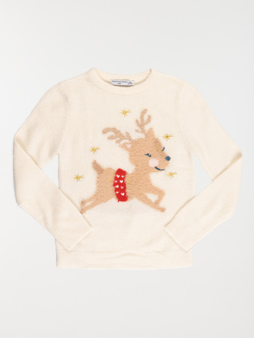 Pull cerf noël fille (3-12A)