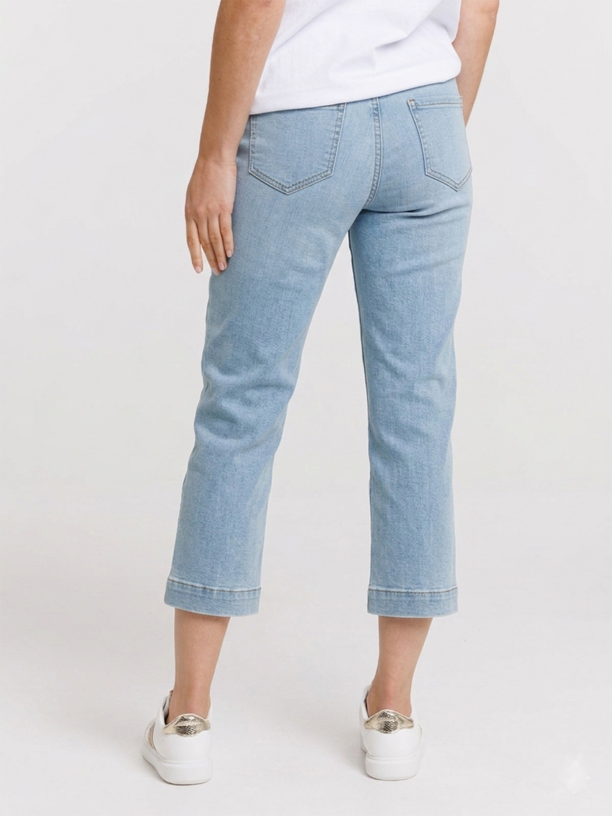 Pantacourt en jean bleached femme