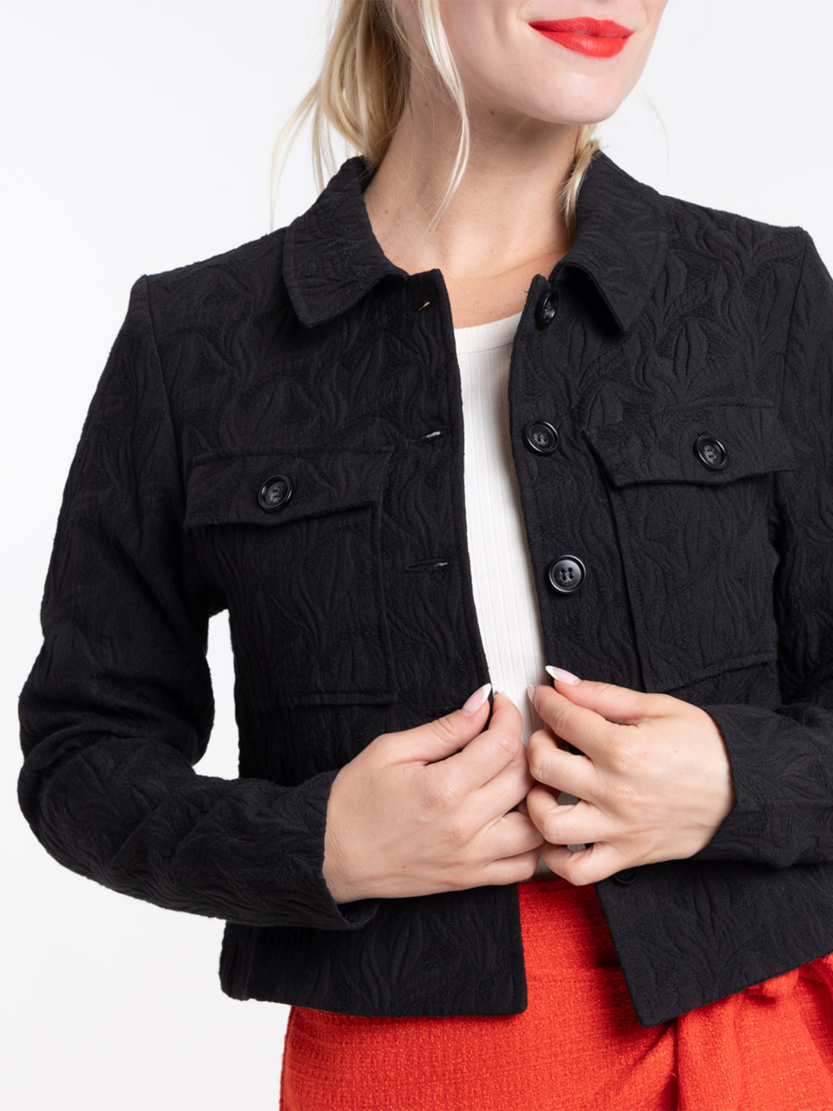 Veste noire jacquard femme