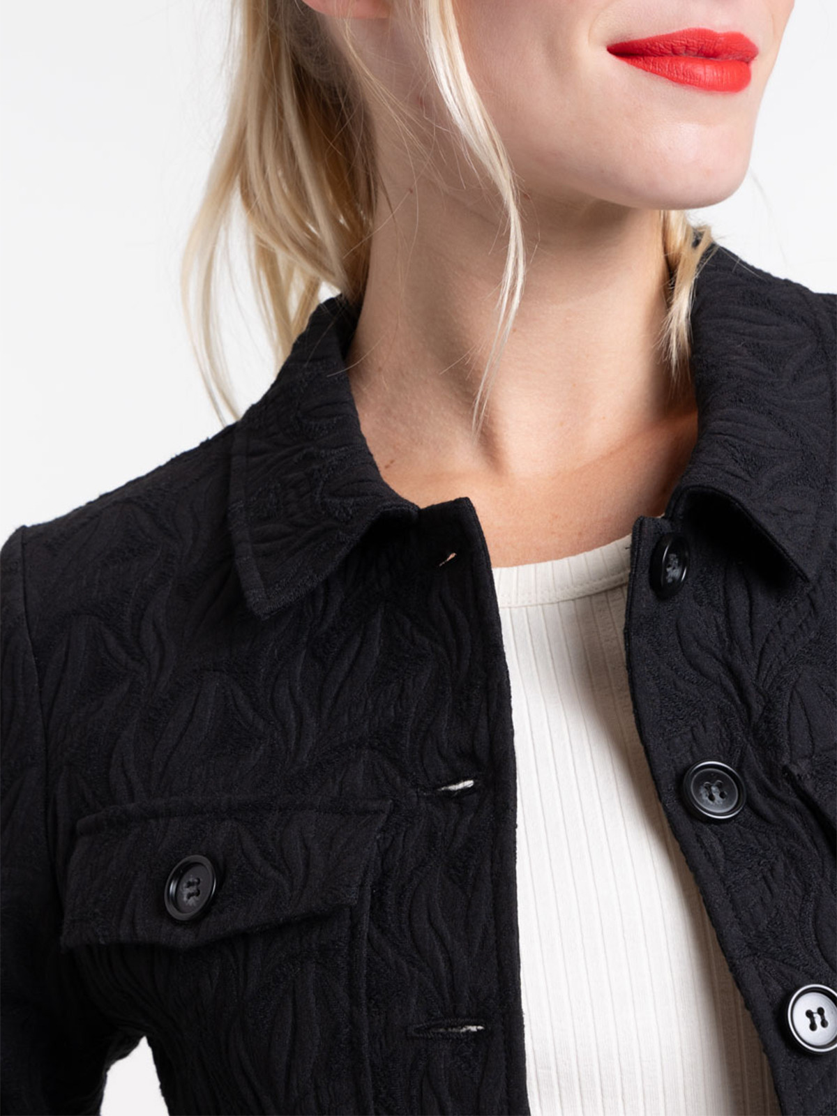 Veste noire jacquard femme