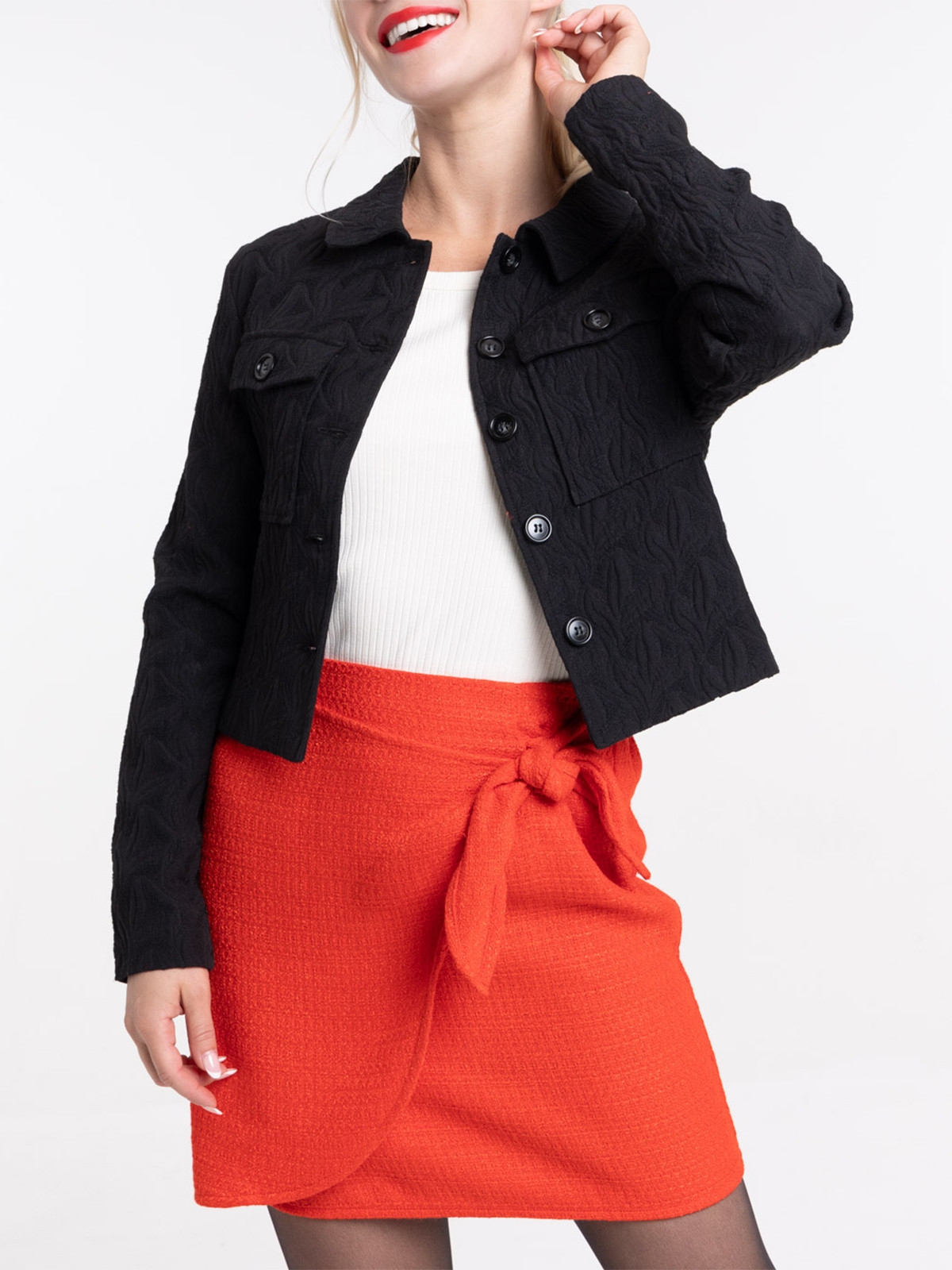 Veste noire jacquard femme