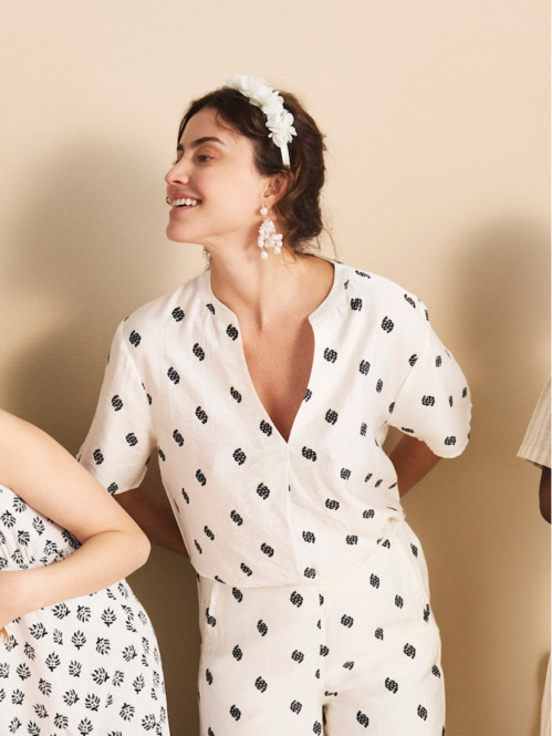 Blouse imprimée col...