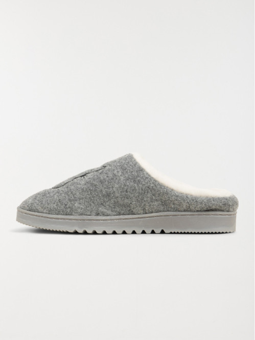 Mules grises lapin brodé...