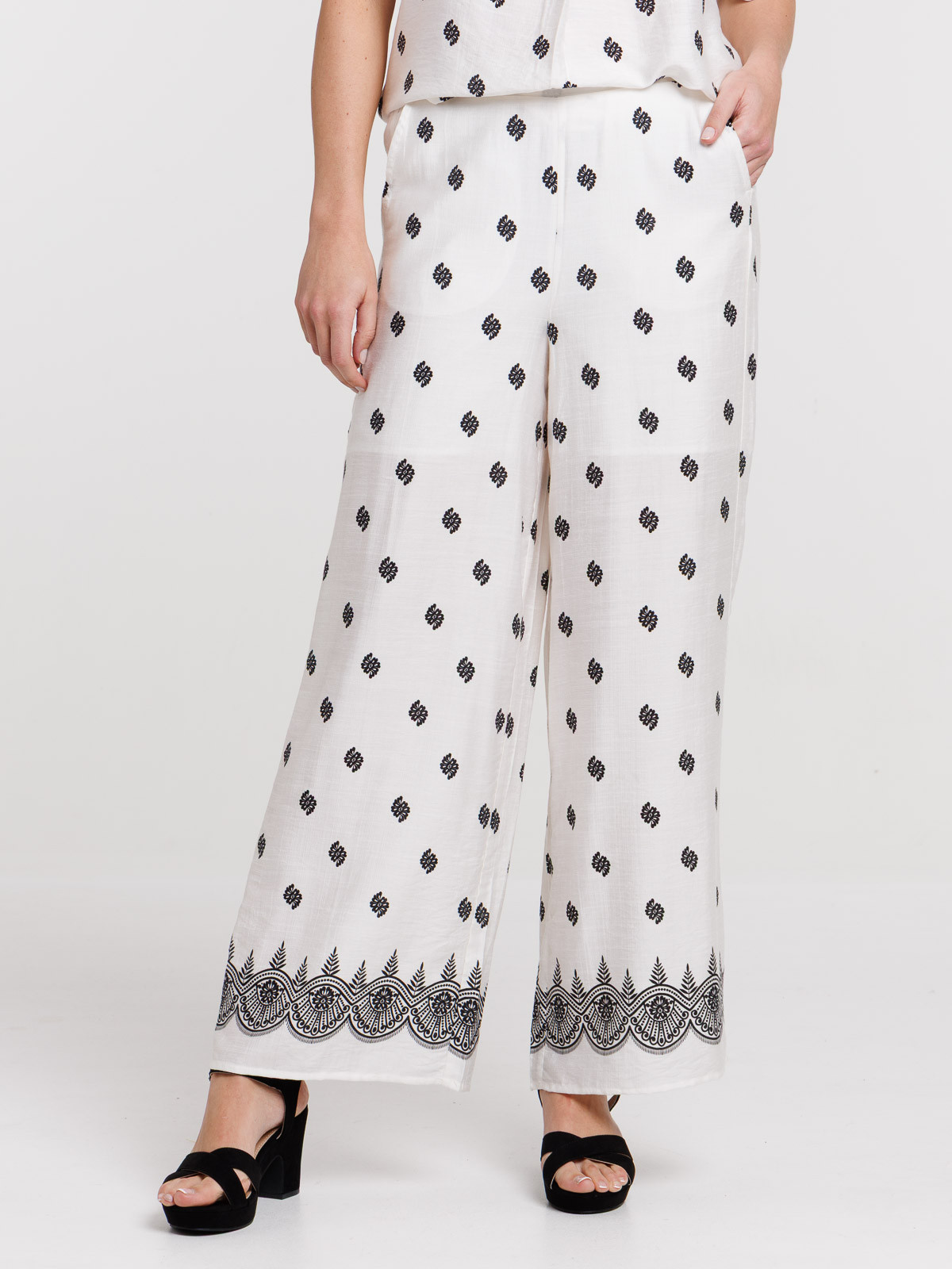 Pantalon large imprimé femme