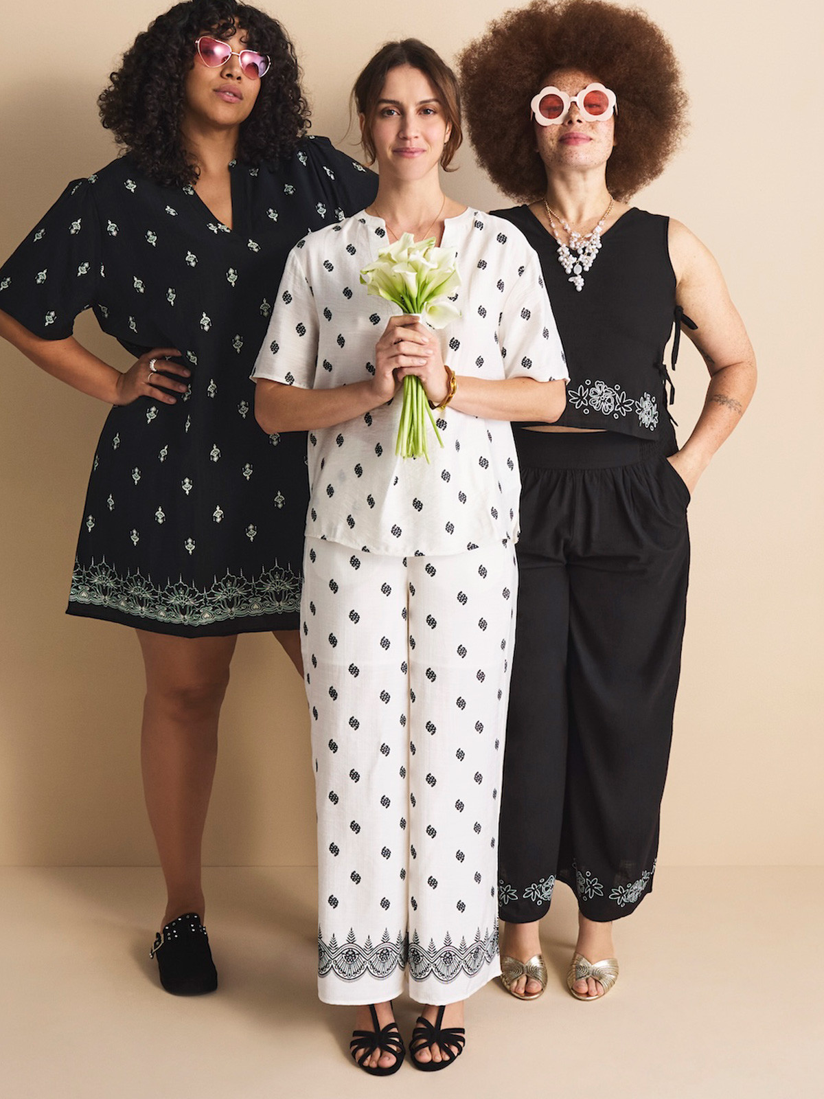 Pantalon large imprimé femme