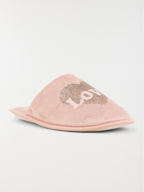 Mules roses motif coeur femme (36-41)