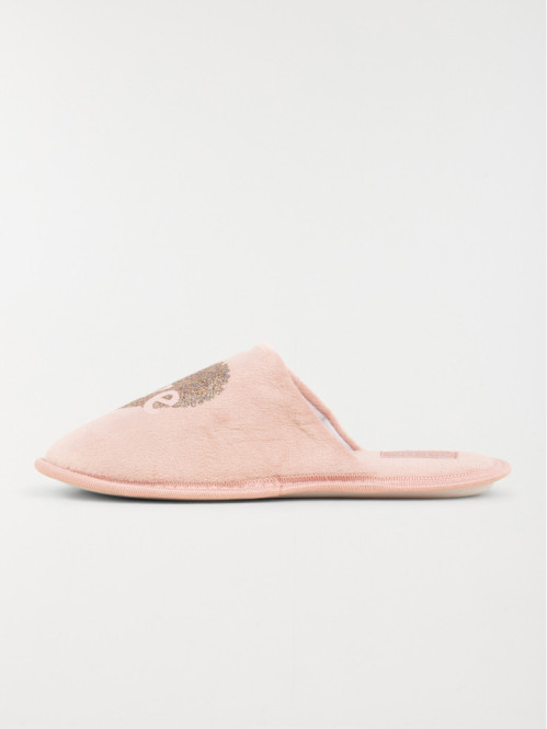 Mules roses motif coeur femme (36-41)