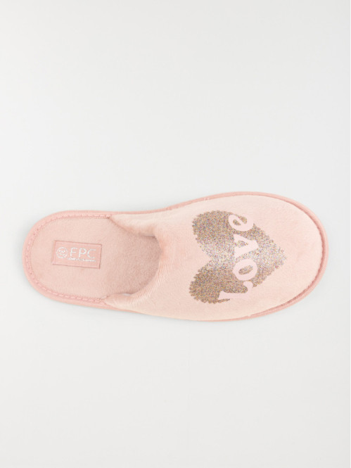 Mules roses motif coeur femme (36-41)
