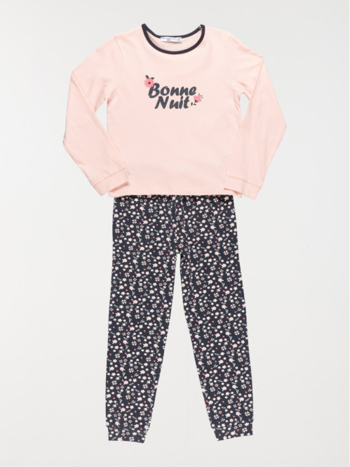 Pyjama bonne nuit et fleurs fille (3-8A) Pyjama bonne nuit et fleurs fille (3-8A)