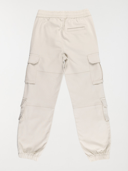 Pantalon cargo beige lin...