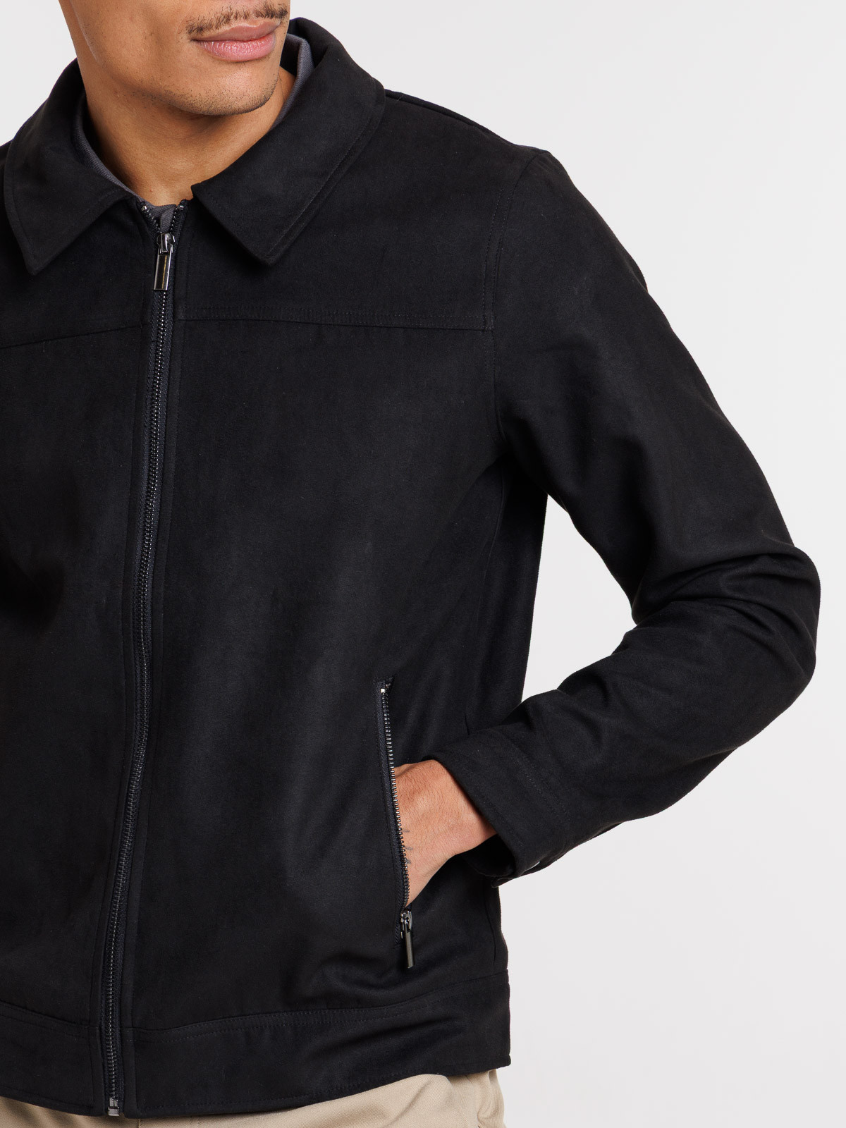 Blouson zippé suédine homme