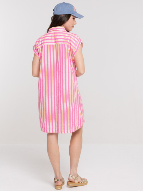 Robe chemise à rayures femme