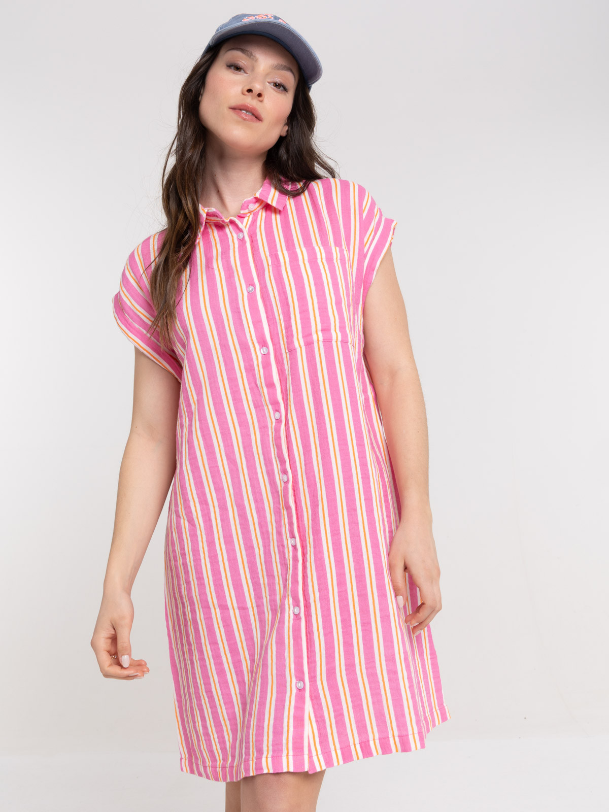 Robe chemise à rayures femme