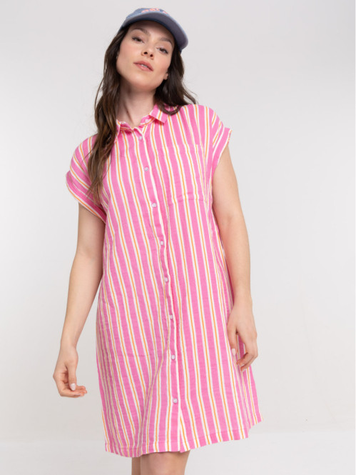 Robe chemise à rayures femme