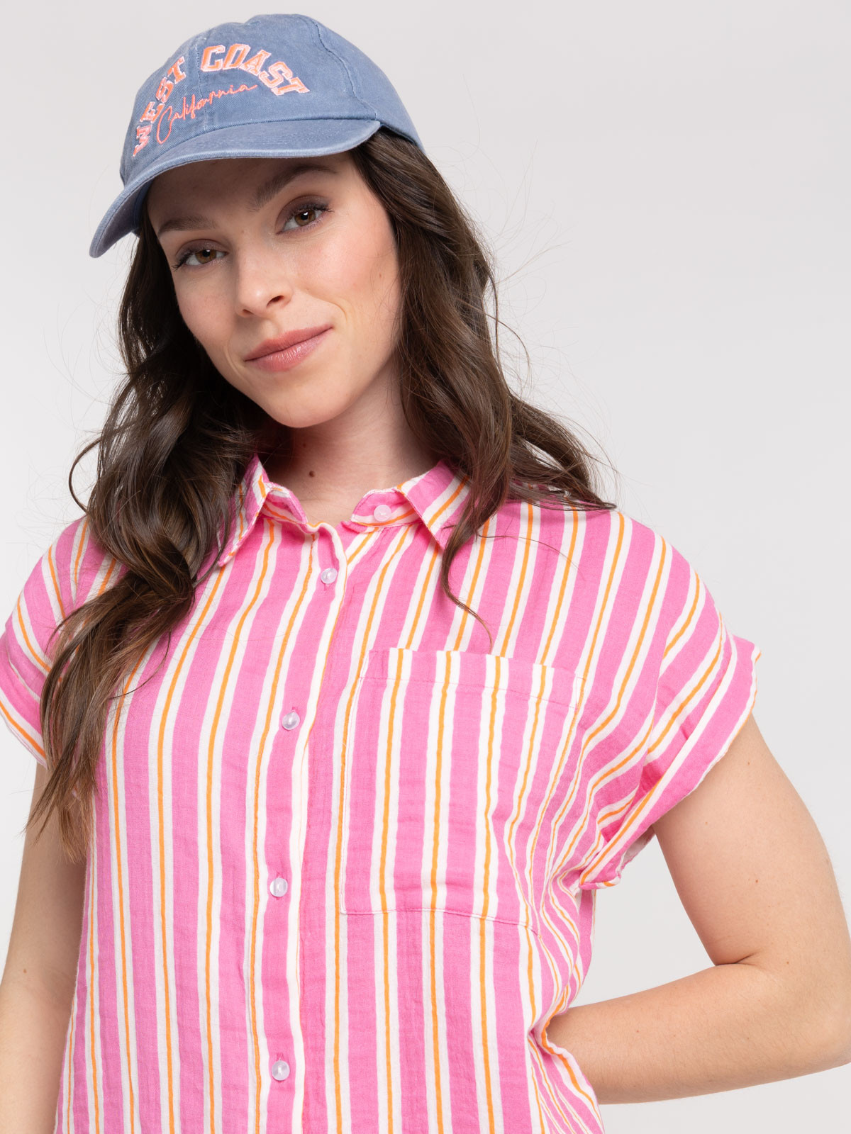 Robe chemise à rayures femme