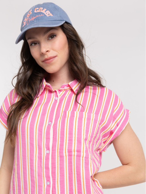 Robe chemise à rayures femme