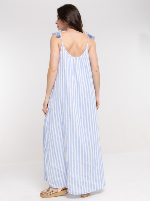 Robe longue à rayures femme