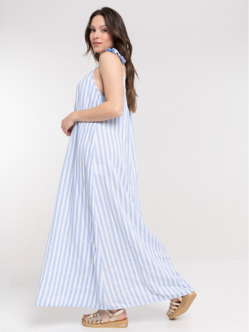 Robe longue à rayures femme