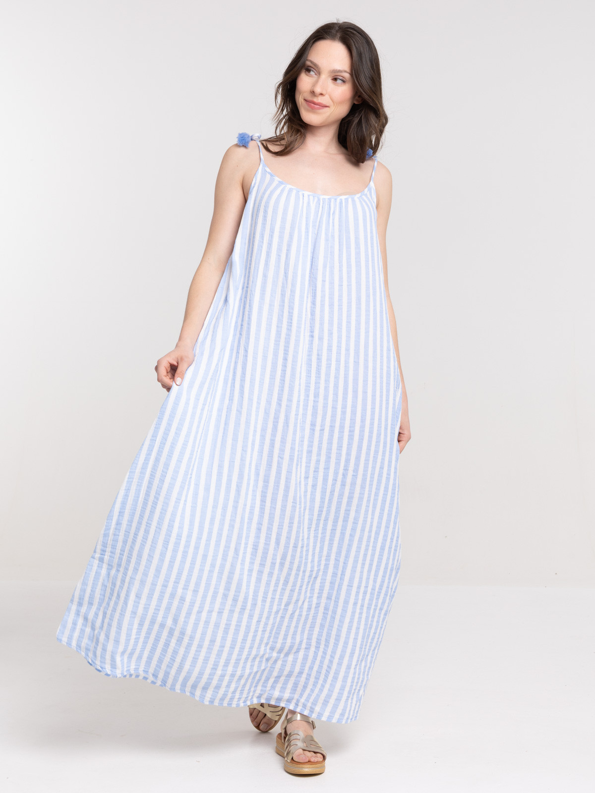 Robe longue à rayures femme