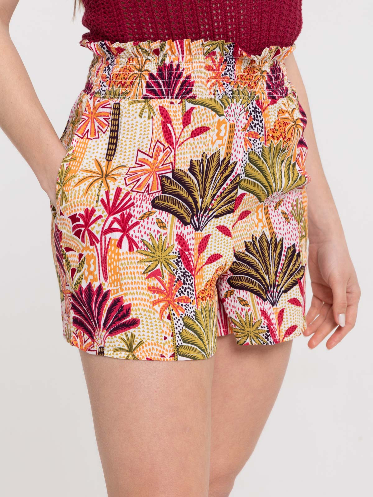 Short fluide imprimé floral femme