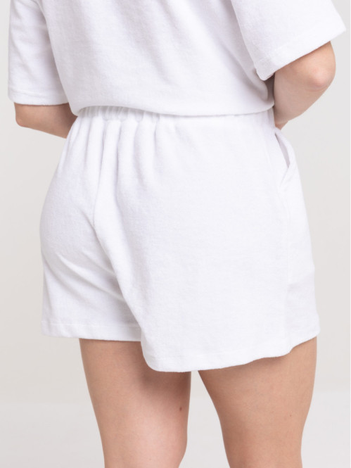 Short éponge blanc femme