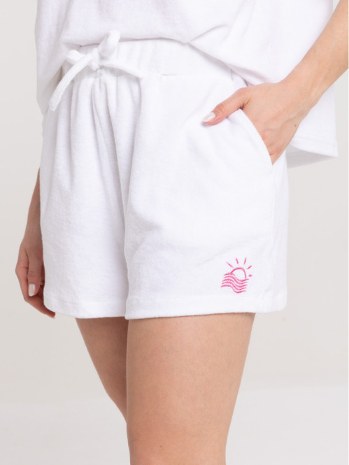 Short éponge blanc femme