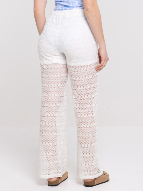 Pantalon écru dentelle femme