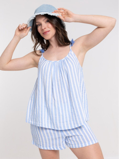 Top rayé à bretelles femme