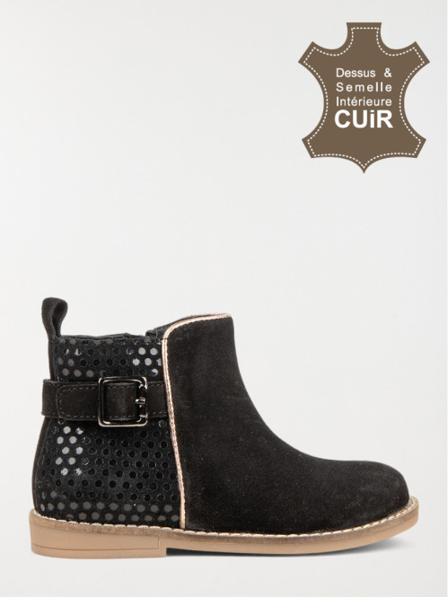 Bottines noires motif pois...