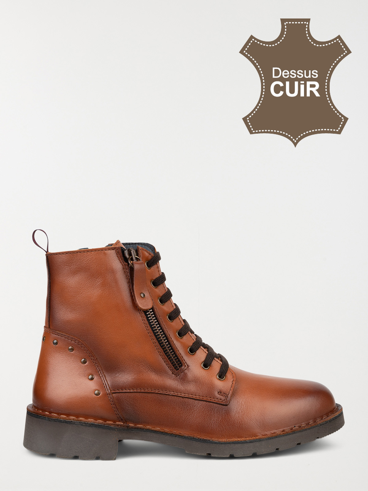 Bottine femme marron dessus cuir (36-41)