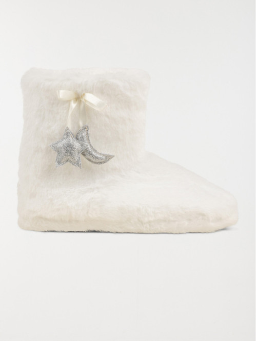 Chausson botte lune femme blanc (36-41)