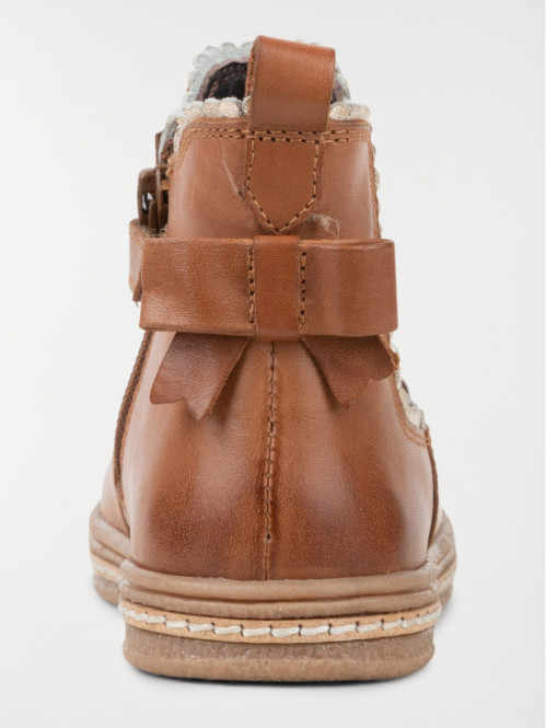 Bottines noeud fille tan...