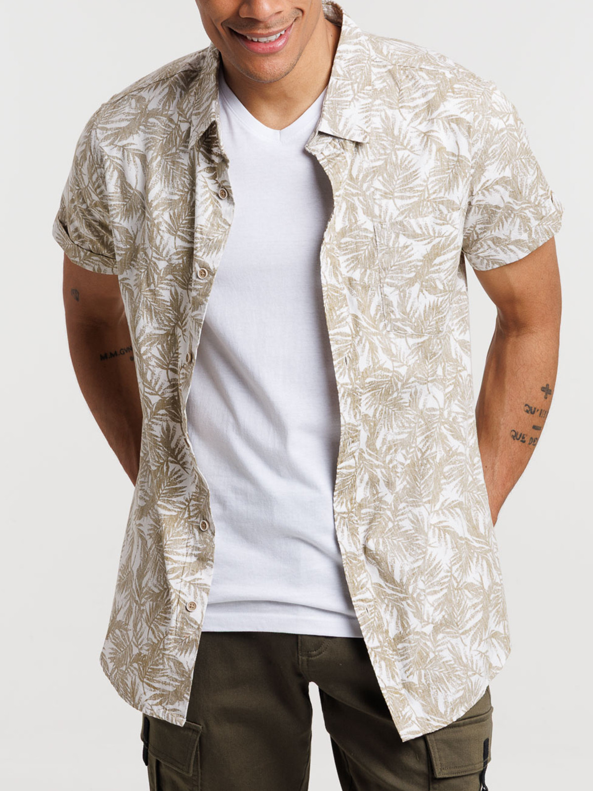Chemise motif feuilles de palmier homme