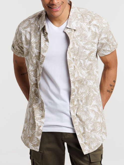 Chemise motif feuilles de...