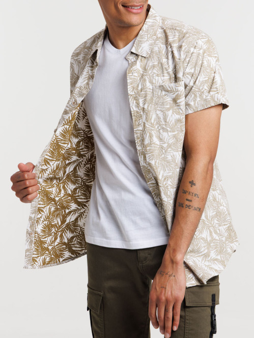 Chemise motif feuilles de...