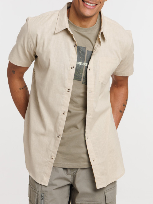 Chemisette beige grisé homme
