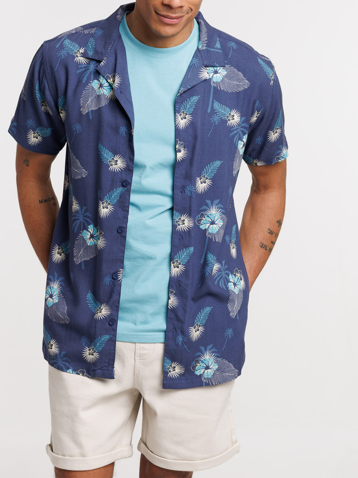 Chemisette fleurs tropicales homme